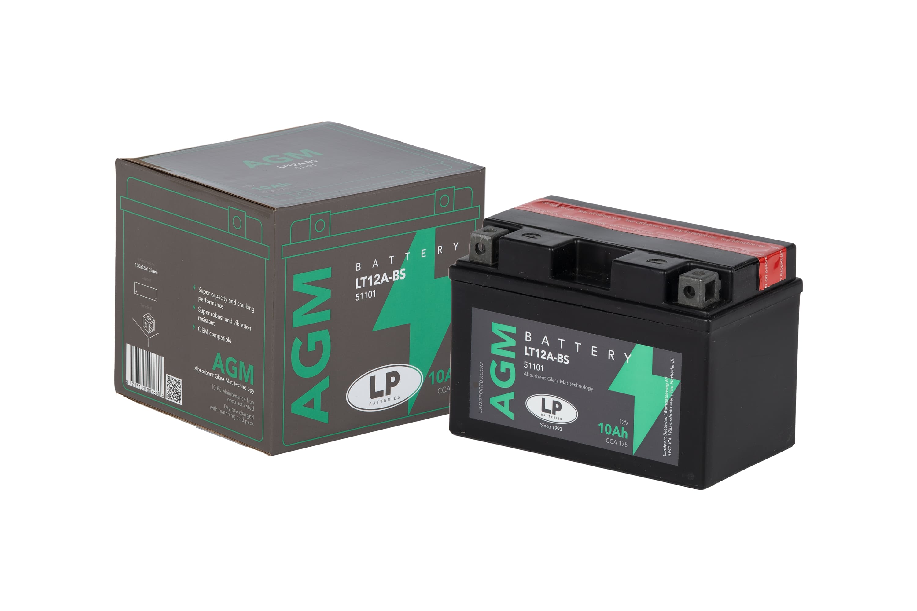 AGM AKÜ (LT12A-BS) / 10 A / KG: 3,29 / L:150 / W:88 / H:105 CCA: 175
