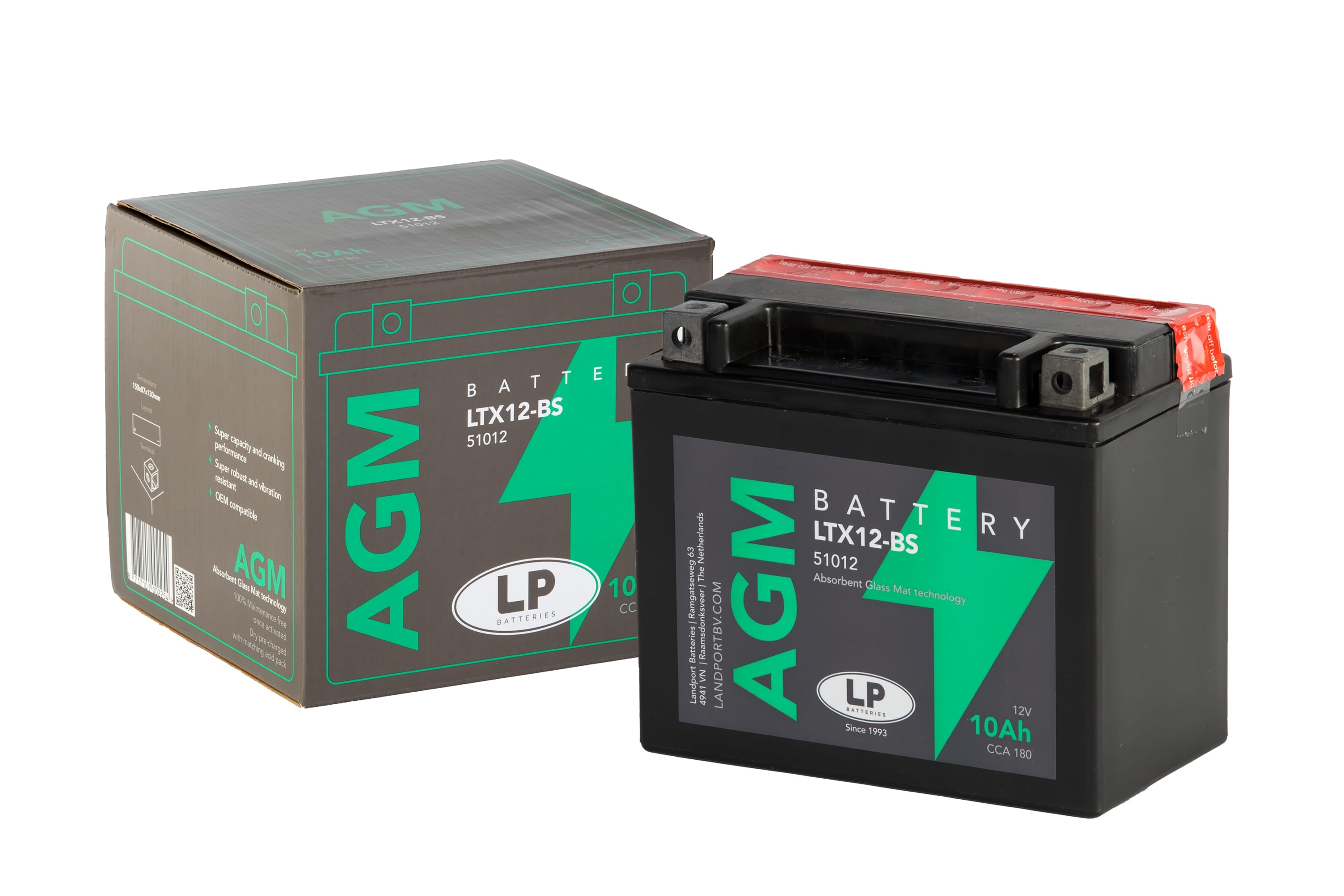 AGM AKÜ (LTX12-BS) / 10 A / KG: 3,58 / L:150 / W:87 / H:130 CCA: 180