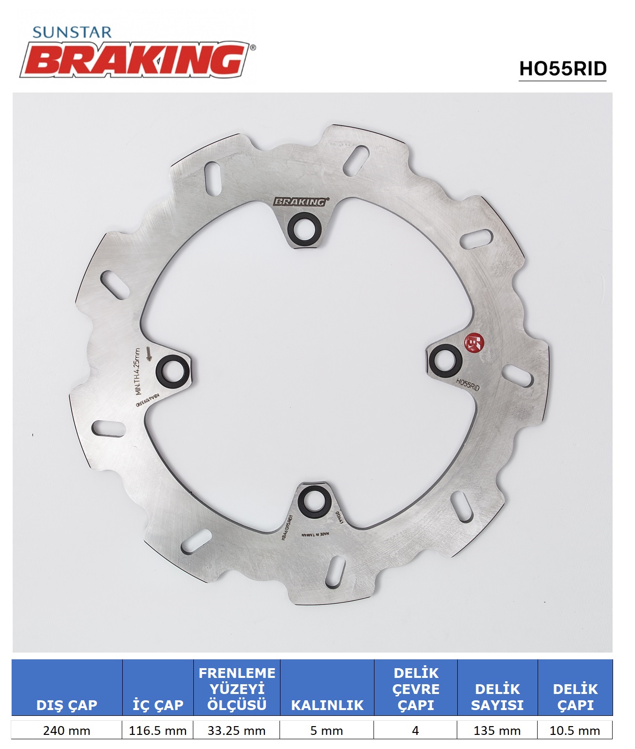 HONDA CBF 500-600-1000 / X-ADV 750 / CBR 600 F DALGALI ARKA FREN DİSKİ