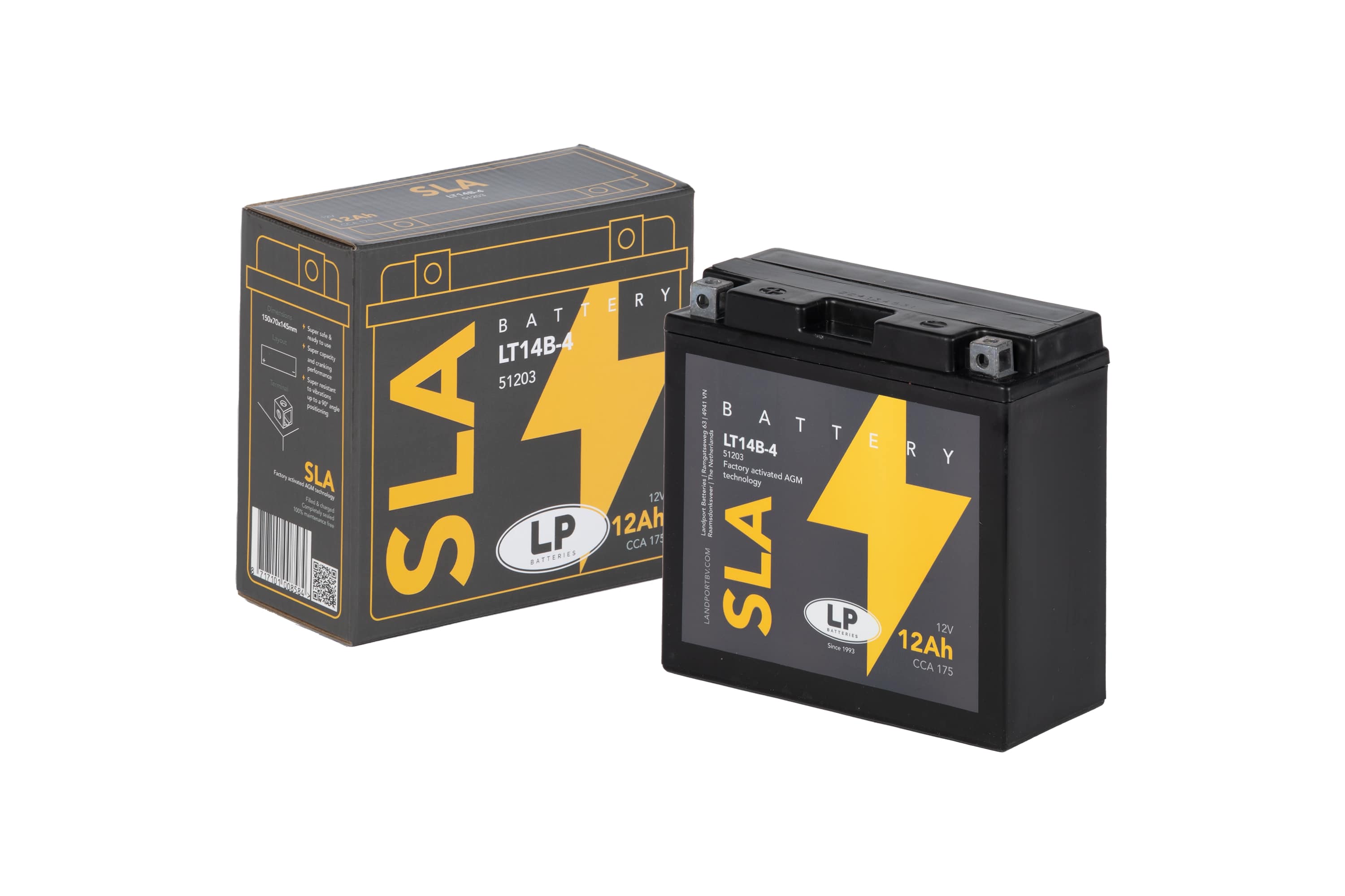 SLA AKÜ (MB LT14B-4) / 12 A / KG: 4,14 / L:150 / W:70 / H:145 / CCA: 175