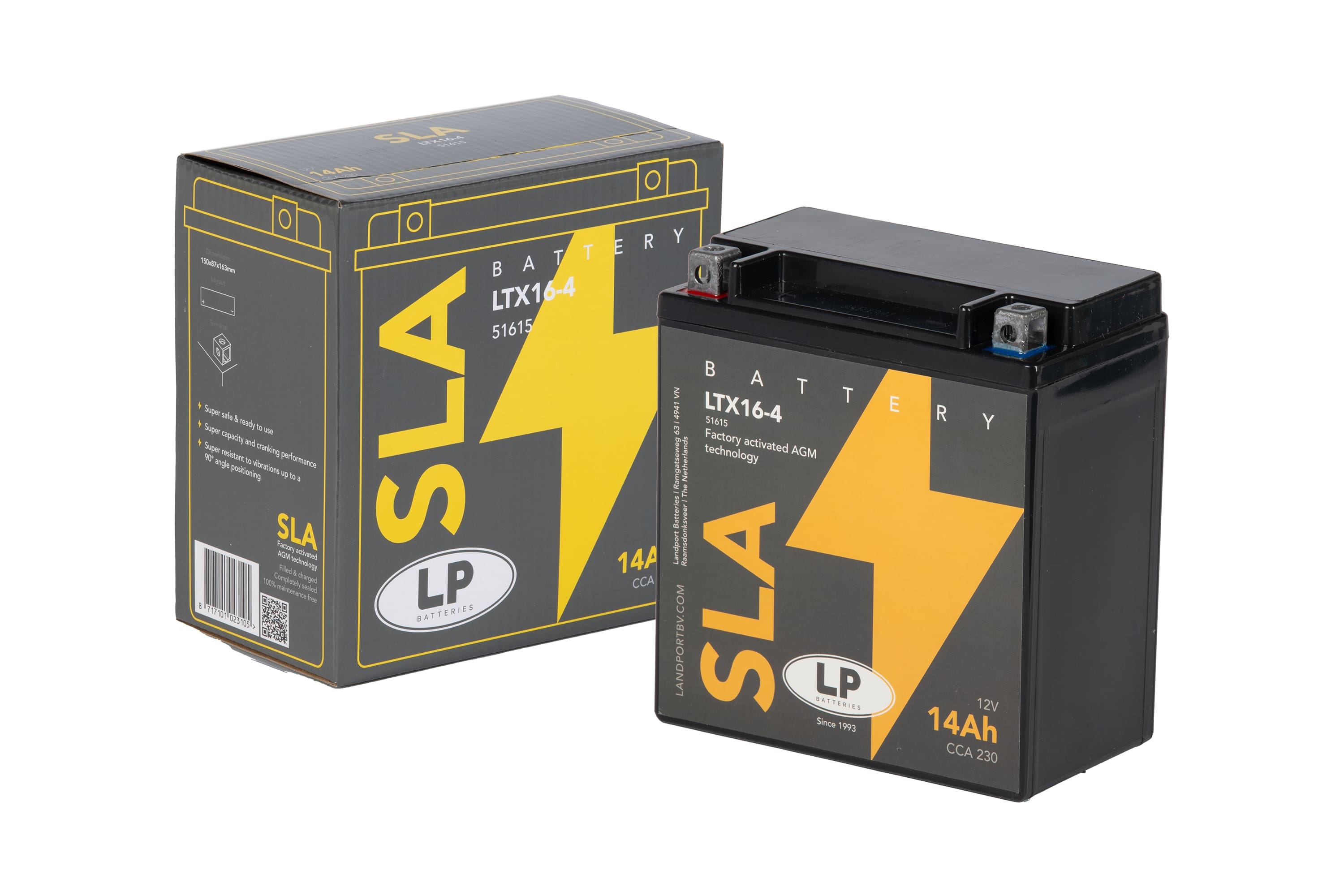SLA AKÜ (MB LTX16-4) / 14 A / KG: 5 / L:150 / W:87 / H:163 / CCA: 230