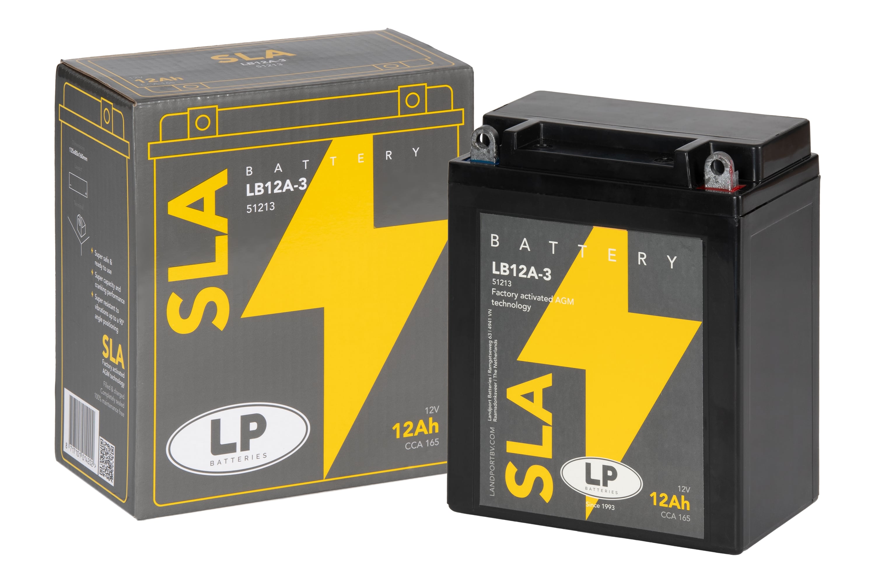 SLA AKÜ (MB LB12A-3) / 12 A / KG: 3,9 / L:135 / W:80 / H:160 / CCA: 165