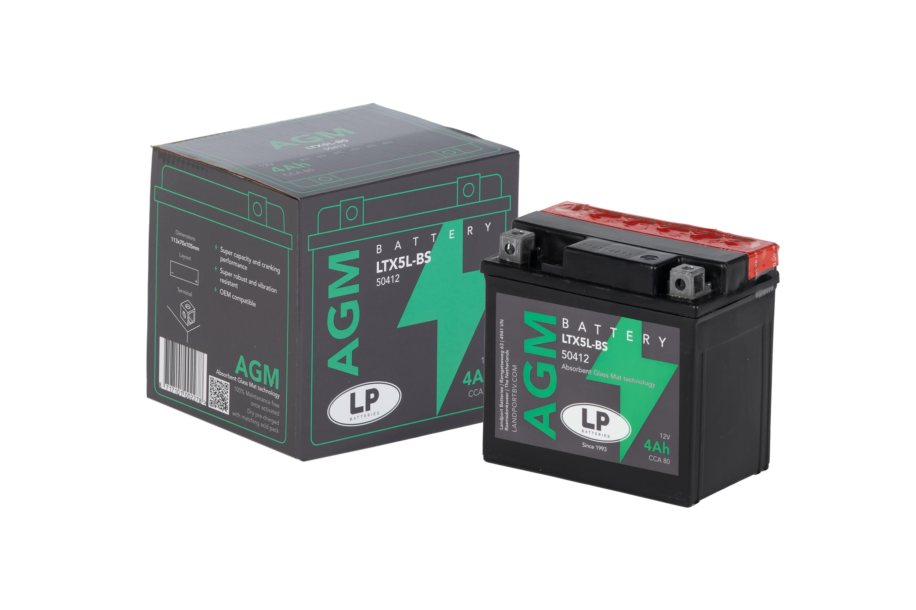 AGM AKÜ (LTX5L-BS) / 4 A / KG: 1,67 / L:113 / W:70 / H:105 CCA: 80