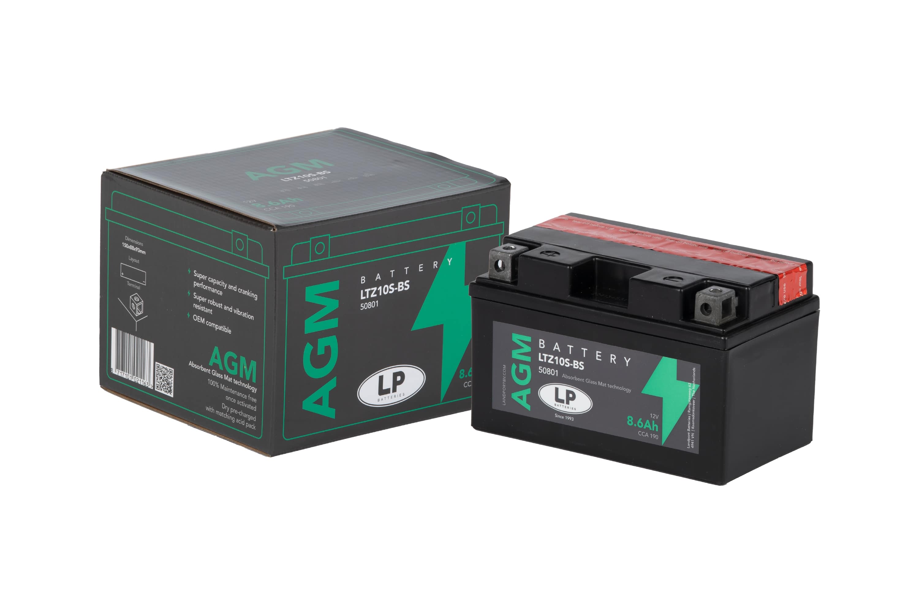 AGM AKÜ (LTZ10S-BS) / 8,6 A / KG: 3,11 / L:150 / W:88 / H:93 CCA: 190